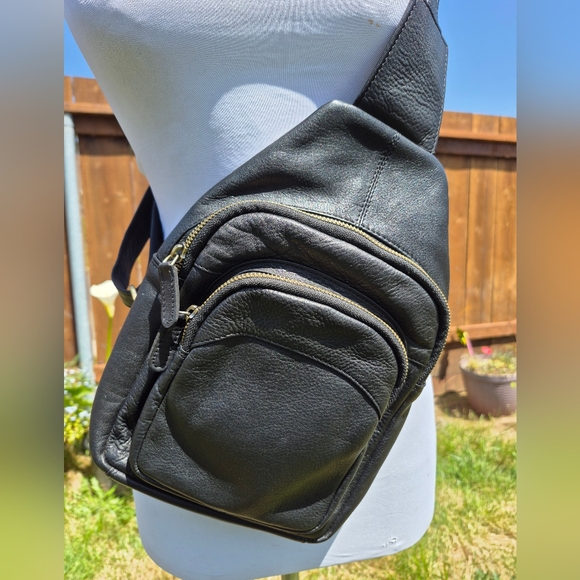 Fetiche Company Other - Black Leather Unisex Crossbody Bag Made In Greece